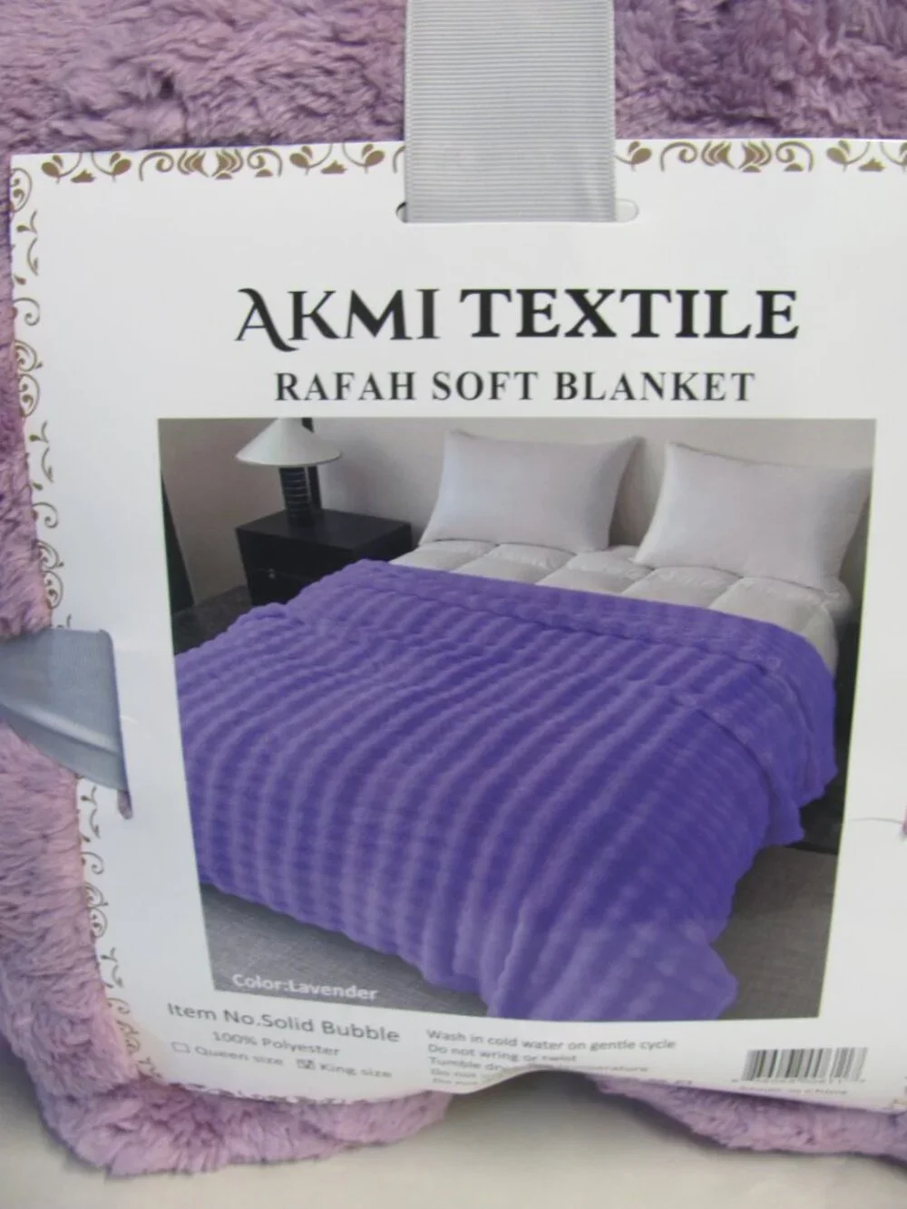 AKMI TEXTILE LAVENDER  KING SIZE THROW BLANKET NWT akmi textile